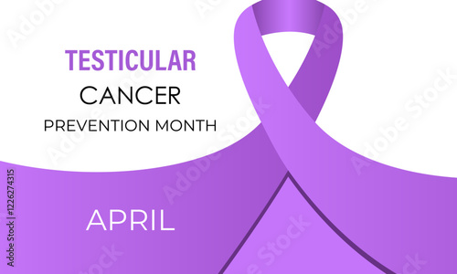 Vector graphic of Testicular Cancer Awareness Month. Purple cancer awareness Realistic ribbon. Design for banner, cards, prints, social media, poster, flyer and background design template.
