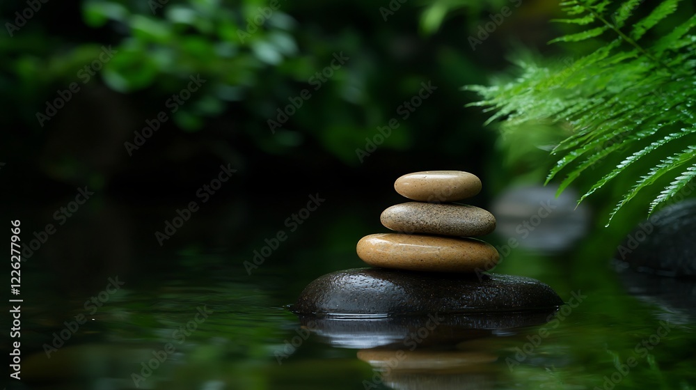 Zen Stones in Serene Nature: A Peaceful Reflection Zen Stones in Serene Nature: A Peaceful Reflection