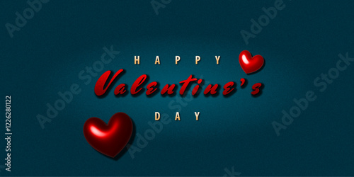 Heartwarming Valentine's Day Greeting With Red Hearts on a Blue Background