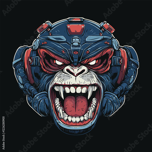 Fighting Gorilla, esports mascot design, gaming logo template, illustration