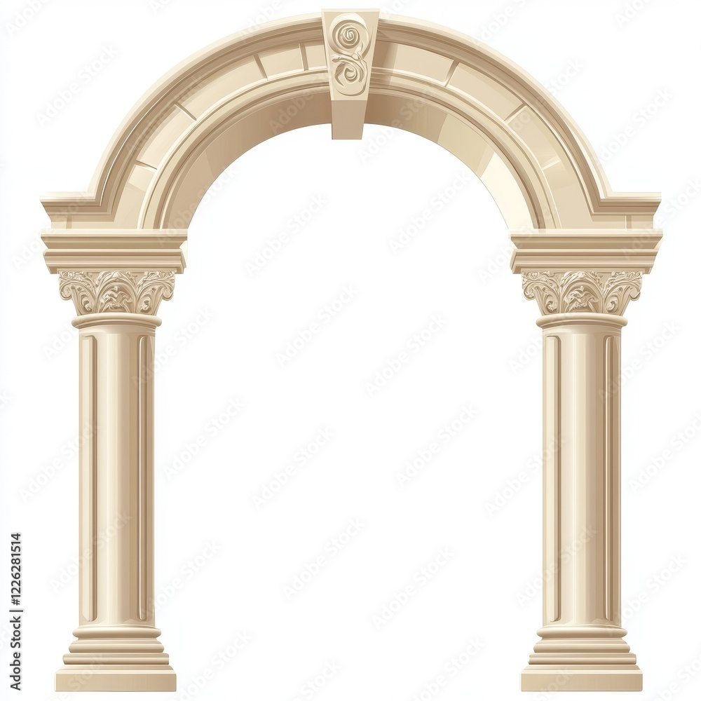 Naklejka premium Elegant classical stone archway with columns.