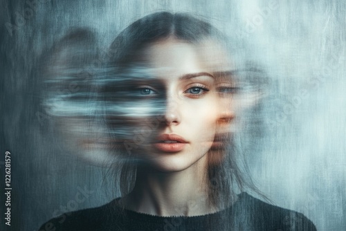 Identity struggle - altered self-perception in women mental health, highlighting issues of body image, psychological fragmentation, and the complexity of dual identity in self-identity challenges.