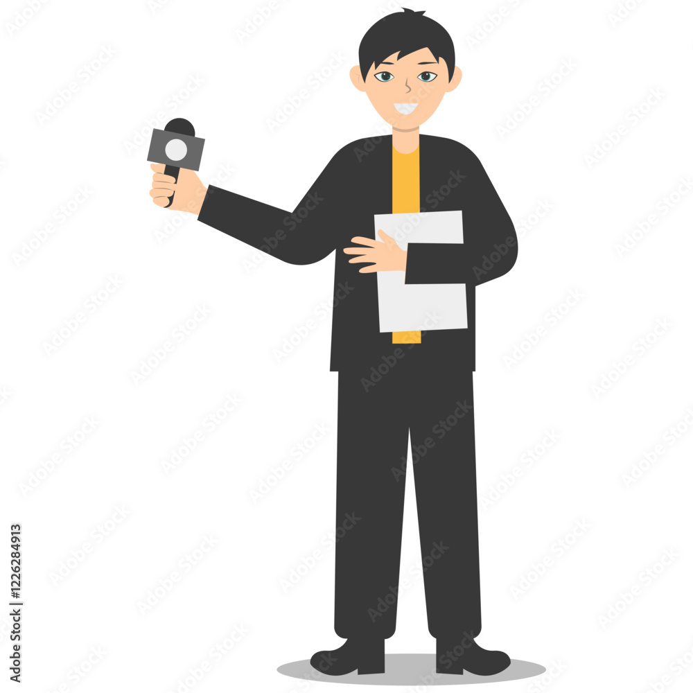People Journalist Character in Flat Cartoon Design. Vector Illustration People Journalist Character in Flat Cartoon Design. Vector Illustration