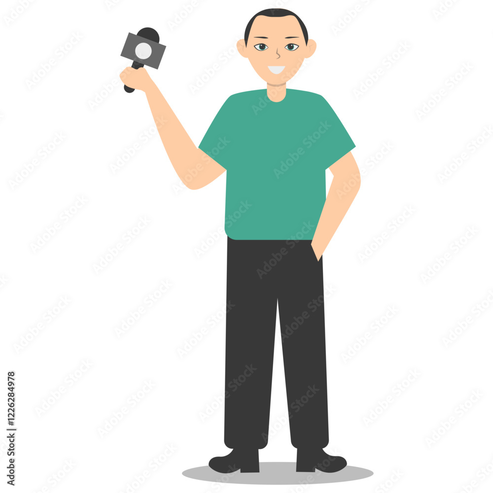 People Journalist Character in Flat Cartoon Design. Vector Illustration People Journalist Character in Flat Cartoon Design. Vector Illustration