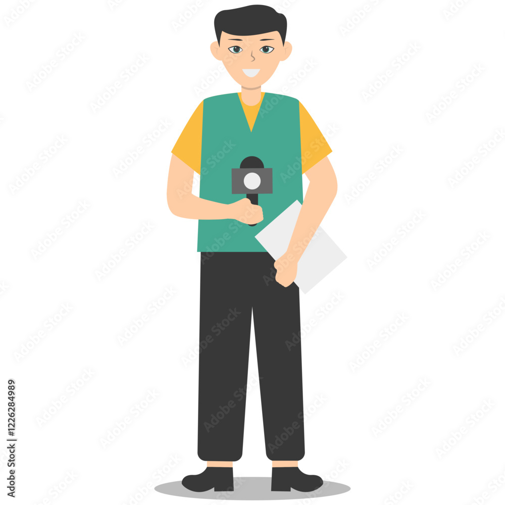 People Journalist Character in Flat Cartoon Design. Vector Illustration People Journalist Character in Flat Cartoon Design. Vector Illustration