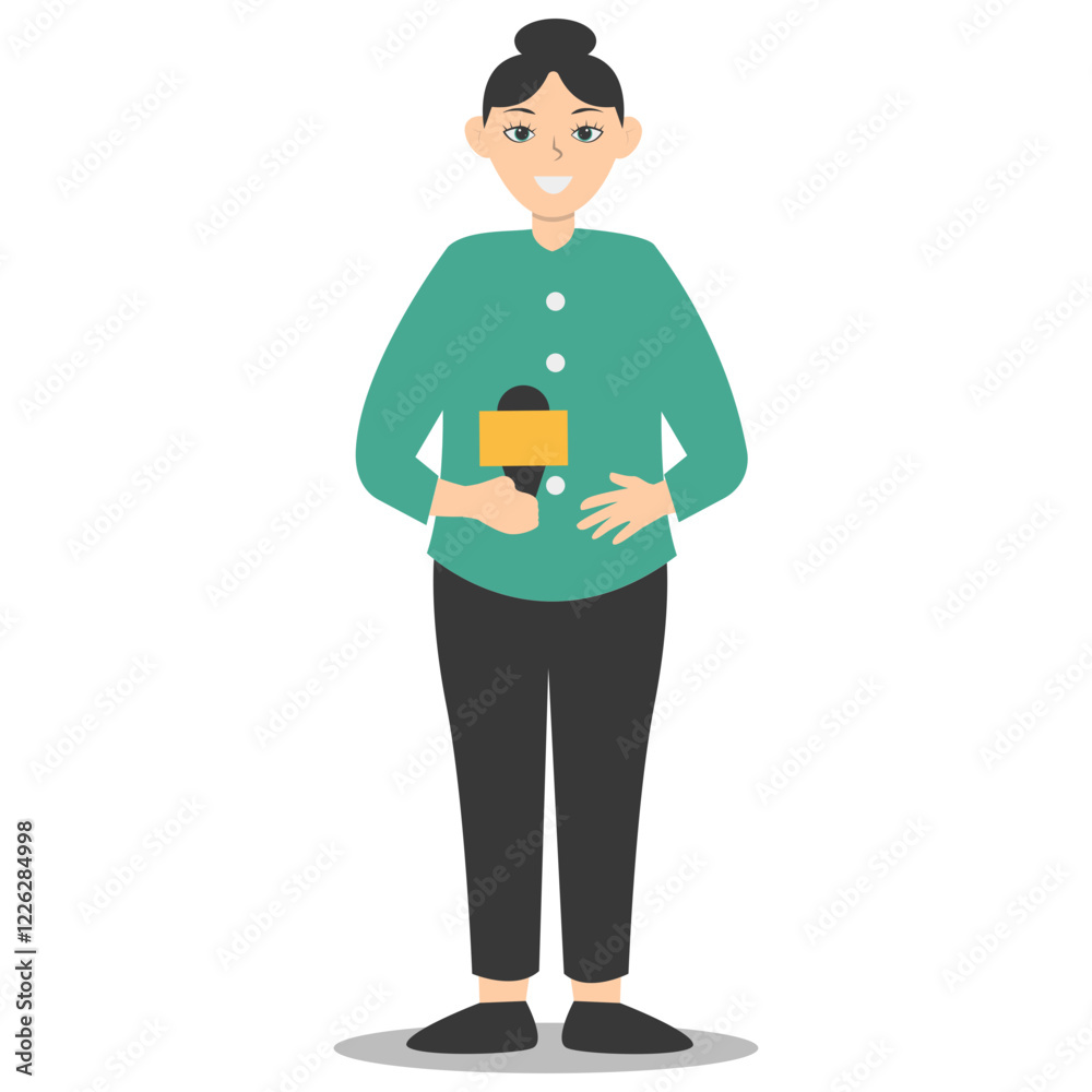 People Journalist Character in Flat Cartoon Design. Vector Illustration