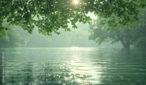 Soft Green Impressionist Background with Dreamy Blur and Gentle Light Texture