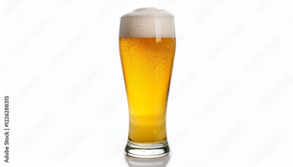 Refreshing glass of golden beer with a thick head. Refreshing glass of golden beer with a thick head.