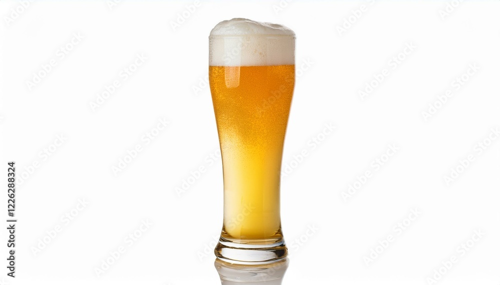 Refreshing glass of golden beer with a thick head. Refreshing glass of golden beer with a thick head.