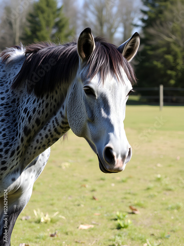 blue roan gelding horse photo