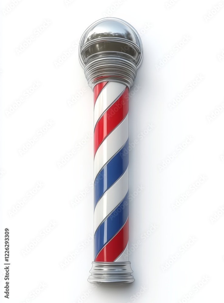 Classic red, white, and blue barber pole isolated on white. Classic red, white, and blue barber pole isolated on white.