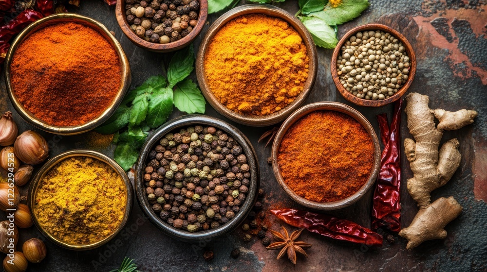 Various herbs and spices for Asian Food, AI generated image Various herbs and spices for Asian Food, AI generated image