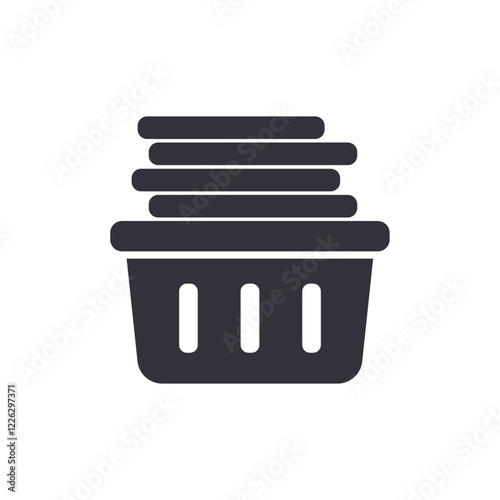 Clothing basket solid icons, minimalist vector illustration ,simple transparent graphic element .Isolated on white background