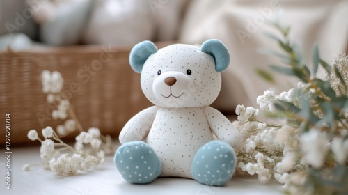 Soft bear-shaped baby rattle perfect for playtime and sensory development