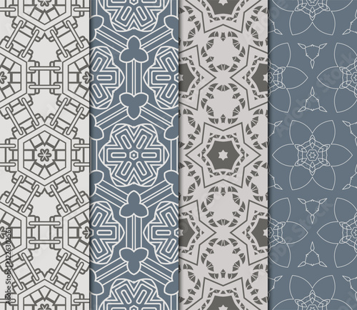 set of Seamless texture of floral ornament. Vector illustration. For the interior design, printing, web and textile