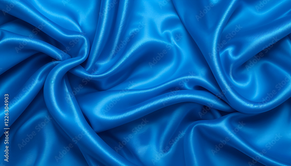 Bright Blue Silk Fabric Draped in Soft Folds Bright Blue Silk Fabric Draped in Soft Folds
