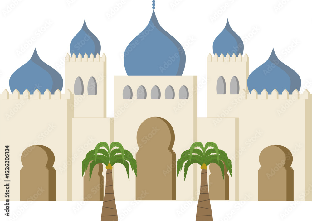 Fototapeta premium Ramadhan decoration illustration with with mosque