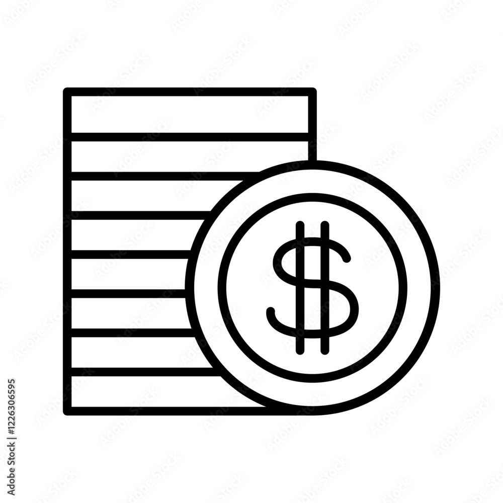 Fototapeta premium Dollar coin icon: vector illustration, icon line