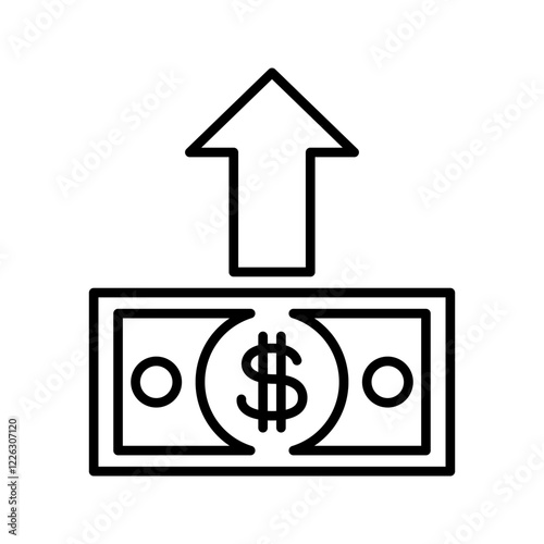 Dollar money with arrow up vector illustration, bank, business icon