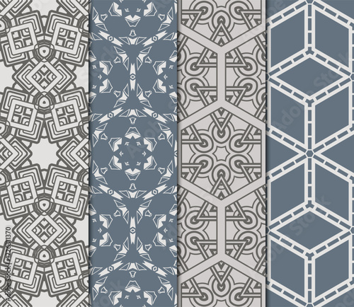 set of Seamless texture of floral ornament. Vector illustration. For the interior design, printing, web and textile