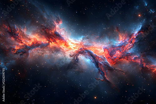 Wallpaper Mural Fiery nebula cosmic dust clouds space background Torontodigital.ca