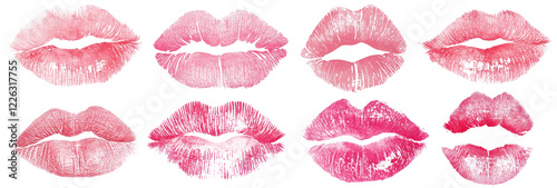 PNG Vibrant lipstick kiss prints, element set on transparent background photo