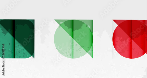 Squares, circles and triangles and grainy noisy texture. Vector Illustration For Wallpaper, Banner, Background, Card, Book Illustration, landing page
