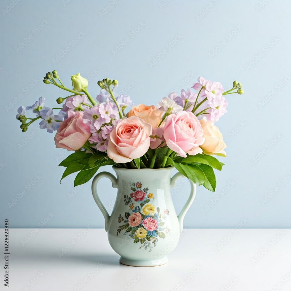 Obraz premium pink roses in vase