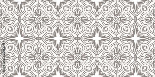 Seamless geometric pattern with floral abstract decoration. Vector illustration