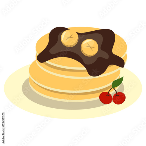 Cute Pancake Illustration. National Pancake Day Celebration. Isolated Vector