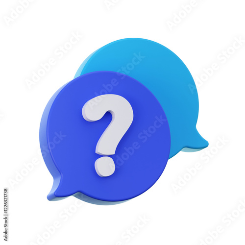 3d speech bubble with question mark icon. Transparent background 3d rendering.
