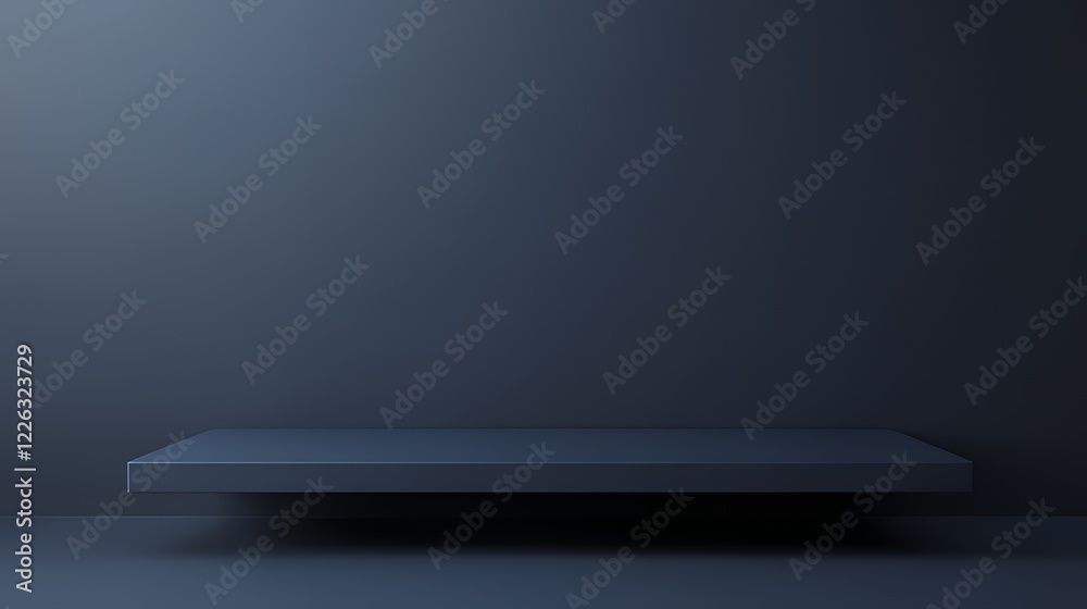 Dark Blue Shelf Against Dark Blue Wall Dark Blue Shelf Against Dark Blue Wall