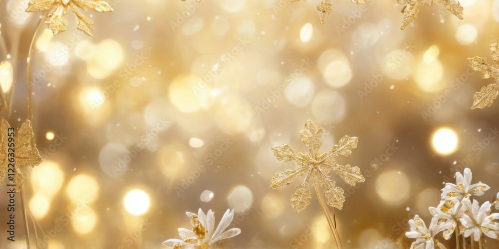Golden Snowflakes Background: Festive and Glittery with Gradient of Gold and White, Various Sizes and Shapes for Holidays Golden Snowflakes Background: Festive and Glittery with Gradient of Gold and White, Various Sizes and Shapes for Holidays
