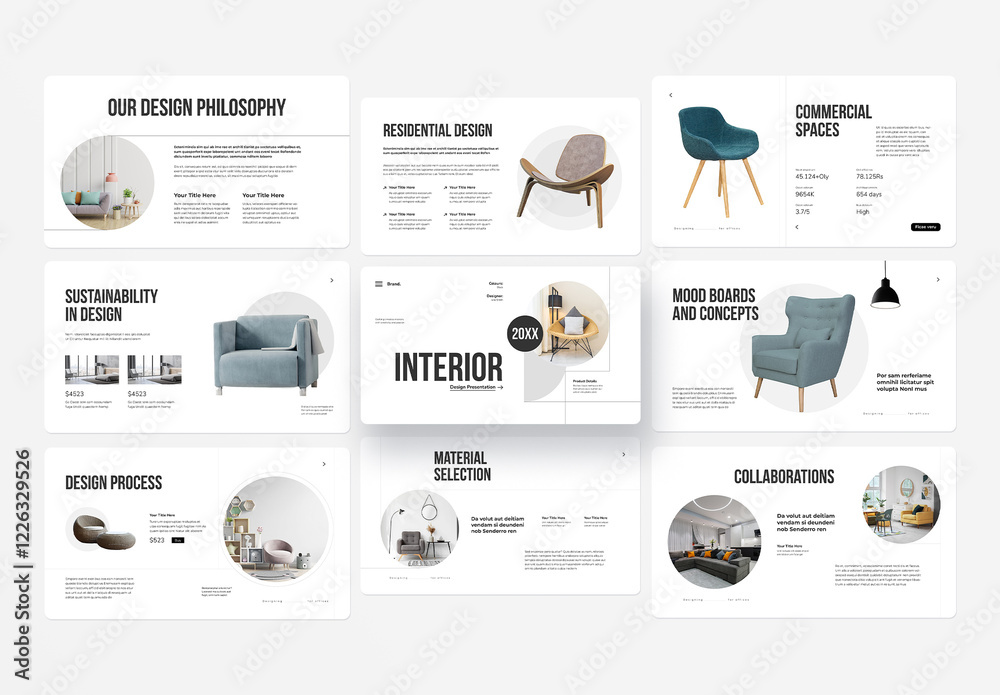 Interior Design Portfolio Presentation Layout Stock Template | Adobe Stock