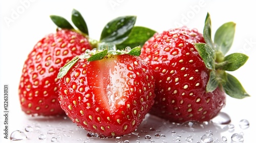 Juicy Red Strawberries: A Close-Up of Fresh, Ripe Strawberries with Water Droplets