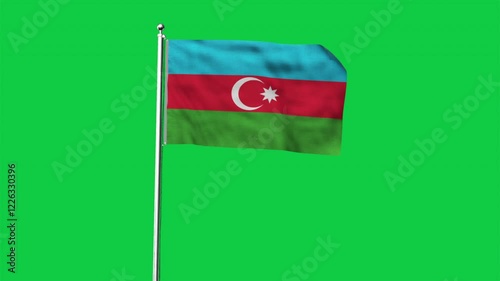 High detailed flag of Azerbaijan. National Azerbaijan flag. 3D Render.