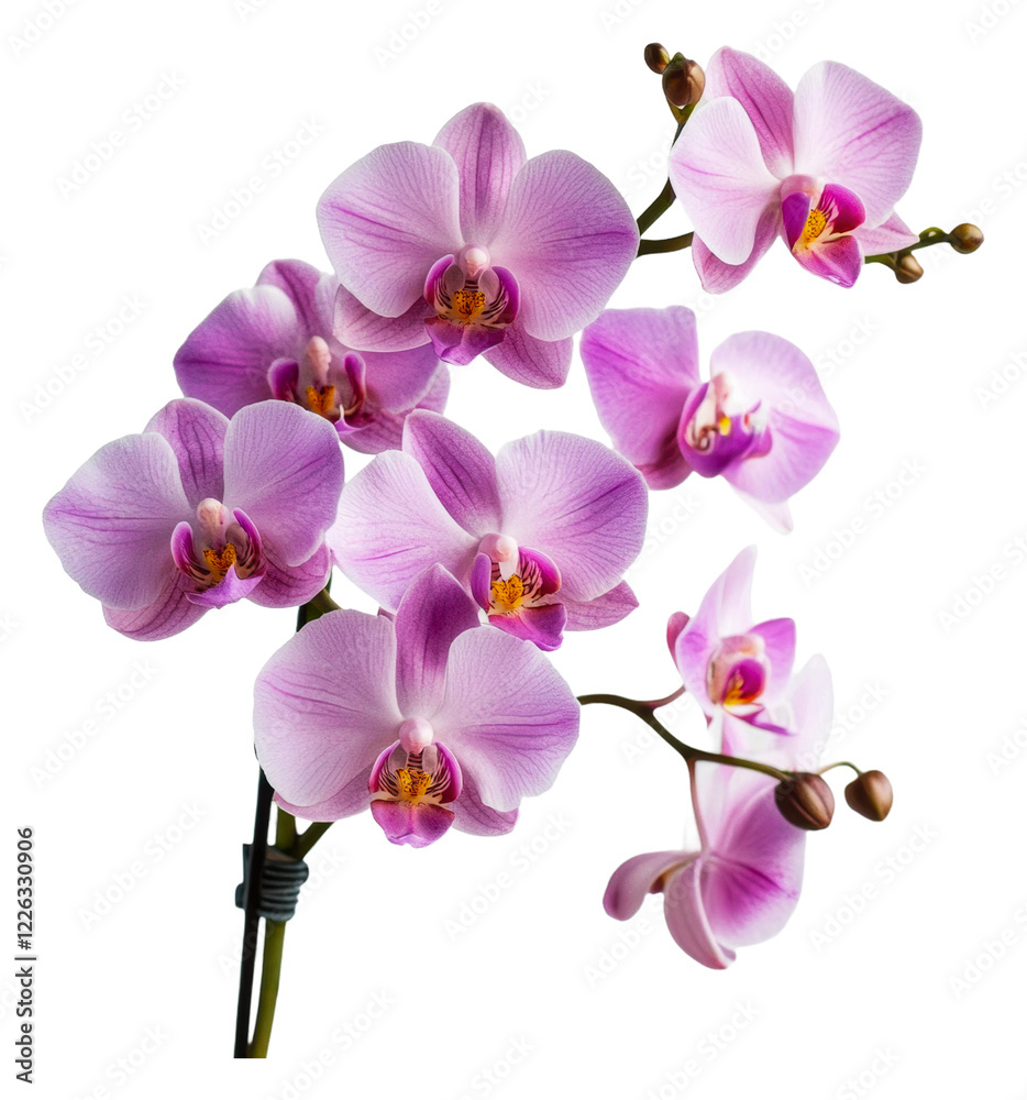 Beautiful purple orchids in delicate bloom isolated on transparent background Beautiful purple orchids in delicate bloom isolated on transparent background