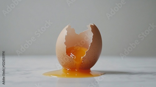 Broken Egg Yolk on Marble Surface: A Culinary Still Life