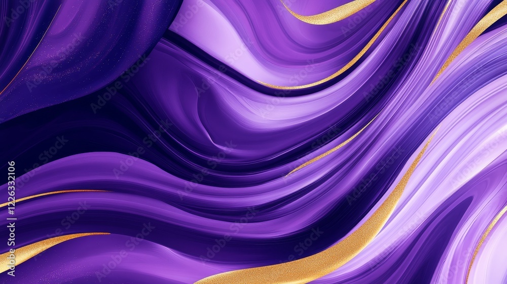 Obraz premium Abstract flowing waves of purple and gold tones creating a vibrant background for creative projects