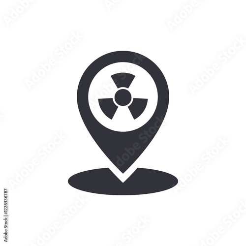 Radioactive location solid icons, minimalist vector illustration ,simple transparent graphic element .Isolated on white background