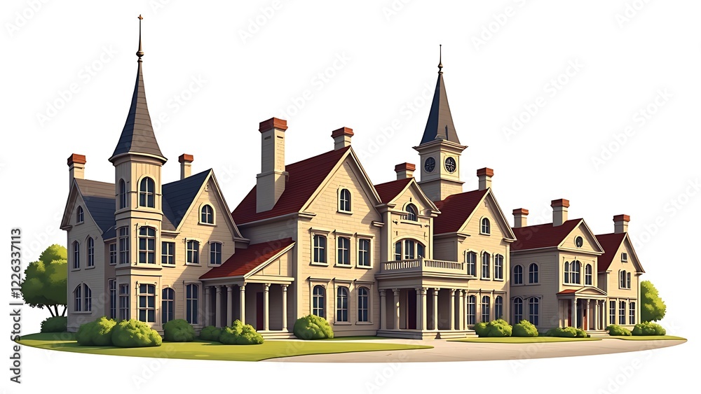 retro colonial buildings cartoon vector retro colonial buildings cartoon vector