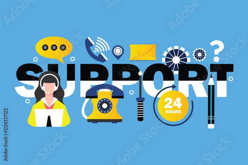 Customer support word concepts banner