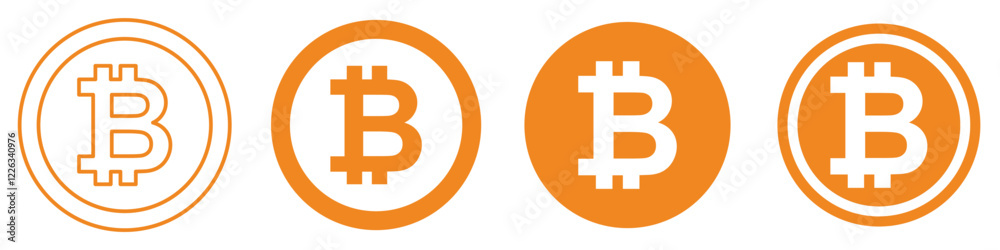 Crypto currency, bitcoin, bit coin logo. Bitcoin symbol. Flat design vector bitcoin icons, signs of modern crypto currency isolated on transparent background. yellow colour. Crypto currency, bitcoin, bit coin logo. Bitcoin symbol. Flat design vector bitcoin icons, signs of modern crypto currency isolated on transparent background. yellow colour.