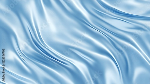 Smooth flowing light blue silk fabric waves