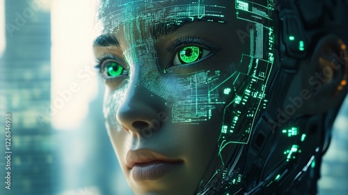 Cyberpunk Woman with Futuristic Interface