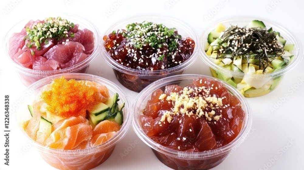 Assorted Hawaiian Poke Bowls: A Culinary Delight Assorted Hawaiian Poke Bowls: A Culinary Delight