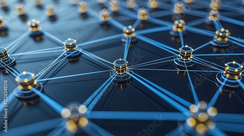 Dynamic abstract background in blue with luminous nodes and flowing lines, perfectly suited for topics on computer networks and general technology.