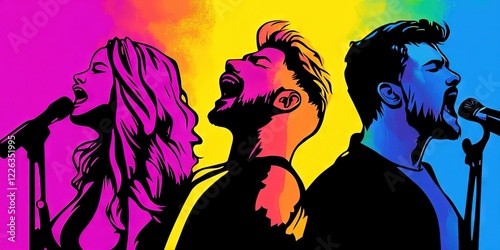 karaoke concept with people singing