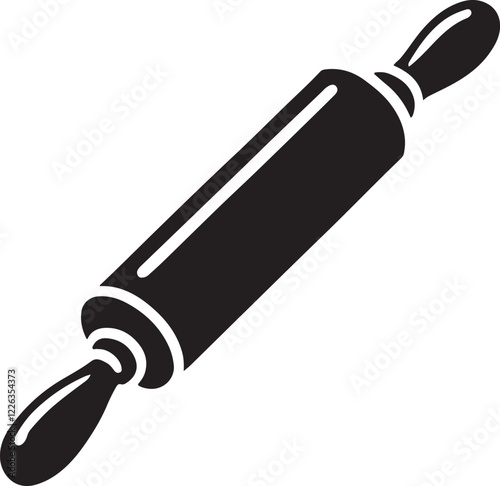 Rolling Pin Icon Silhouette Vector In White Background 