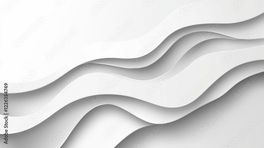 Obraz premium Abstract white background with flowing lines and gentle waves, providing a smooth and minimalist design for various creative uses.